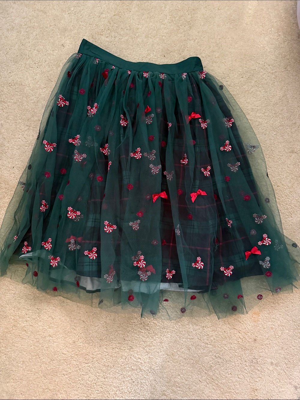 Disney Parks Green Christmas Tulle Skirt